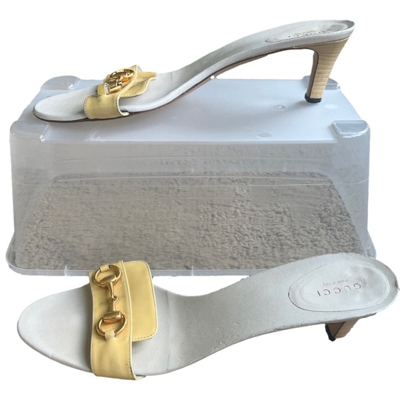 Gucci Yellow Horsebit Yellow Patent Leather Low Heel Gambit Sandals - Picture 4 of 13